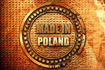 Made in poland, 3D rendering, grunge metal stamp