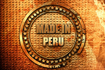 Made in peru, 3D rendering, grunge metal stamp