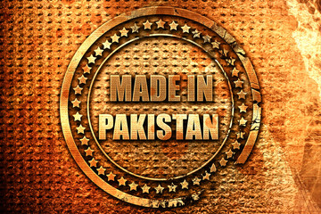 Made in pakistan, 3D rendering, grunge metal stamp