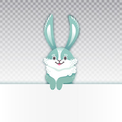 Smiling cartoon rabbit. Funny bunny. Cute hare. Vector illustration grouped and layered easy editing with banner for your text