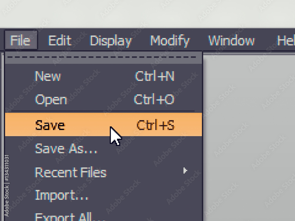 Poster software menu item with save command
