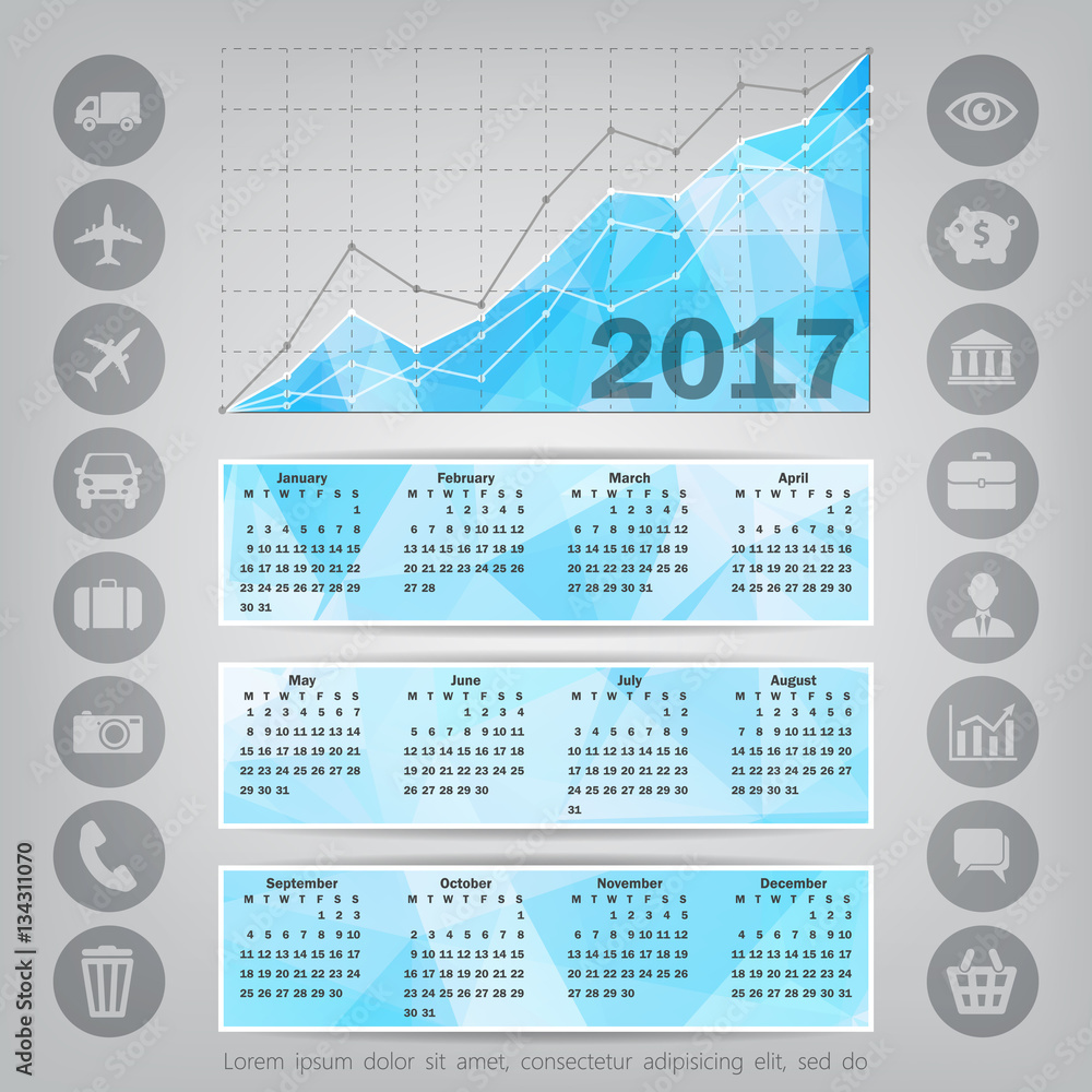 Aufkleber abstract colorful triangular polygonal 2016 year calendar with b