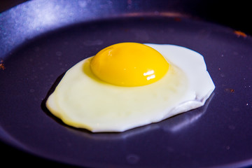 Fried eggs fried in a pan.