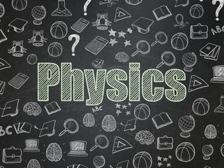 Learning concept: Physics on School board background