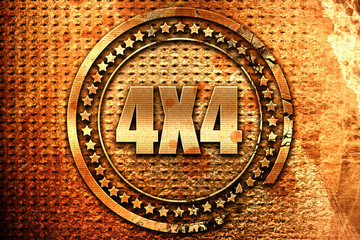 4x4, 3D rendering, grunge metal stamp
