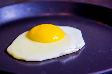 Fried eggs fried in a pan.