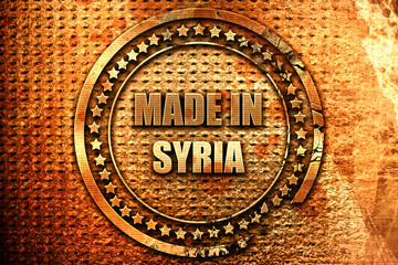 Made in syria, 3D rendering, grunge metal stamp