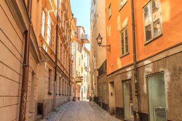 Fototapeta na wymiar Old streets of Stockholm