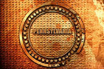  pennsylvania, 3D rendering, grunge metal stamp