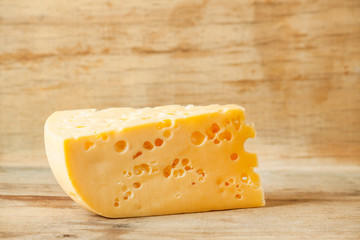 Piece of cheese close up