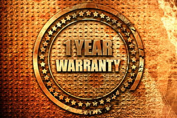 1 year warranty, 3D rendering, grunge metal stamp