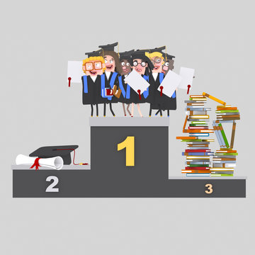 Students, books and diploma on podium.

Easy combine! Custom 3d illustration contact me!