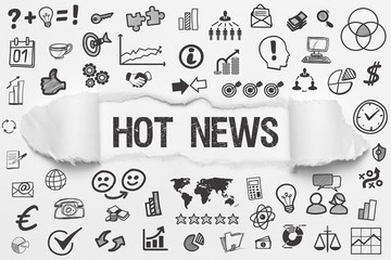 Hot News / weißes Papier mit Symbole