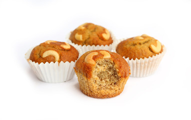 Bite Banana cupcake with cashew nut