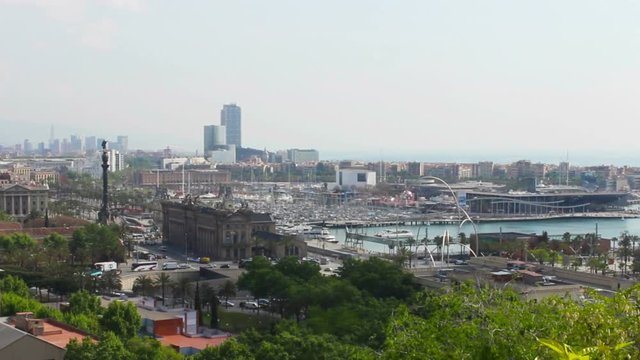 Barcelona Panorama, Spain, Viewpoint, Time Lapse, 4k
