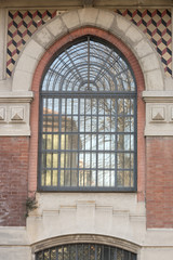 Obraz premium large decorated window at historical factory, Crespi on Adda, It