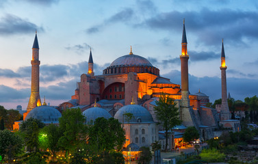 St. Sophia Cathedral on a sunset, Istanbul