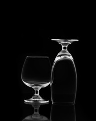 Empty crystal glasses,shot on black isolated.
