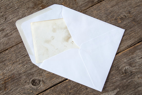 White envelope with blank card