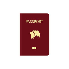  Red passport background on white background with clipping path