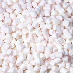 pink and white marshmallow background. Top view