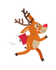 Deer Hurry in Business Cartoon Flat Vector Cartoon