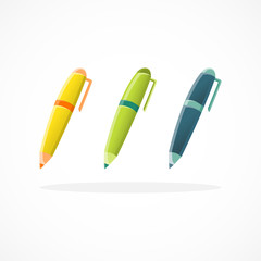 Set of pens design, Business office symbol. Vector illustration.