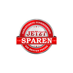 Save Now. Satisfaction guaranteed. The best price button / icon  German language