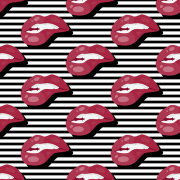 Women s Lips Seamless Pattern Vector Illustration