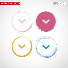Colored icon or button of down arrow symbol with background