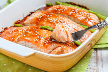 Roasted teriyaki salmon