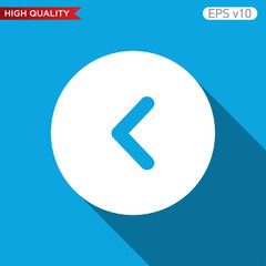 Colored icon or button of left arrow symbol with background