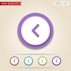Colored icon or button of left arrow symbol with background