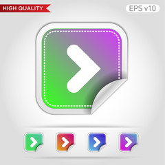Colored icon or button of right arrow symbol with background