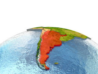 Argentina on Earth in red