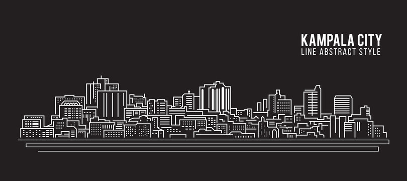 Cityscape Building Line art Vector Illustration design - Kampala city
