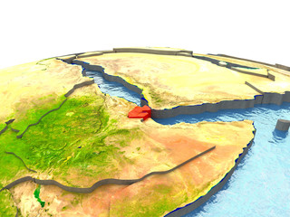 Djibouti on Earth in red