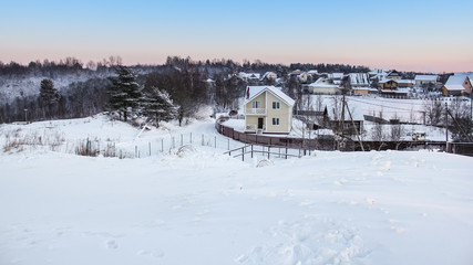 Fototapeta na wymiar Country village in winter.