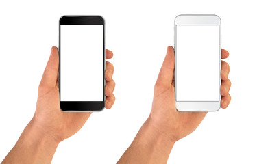 Smartphone in hand black and white color