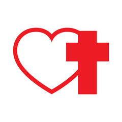 Obraz premium Heart and Christian cross. Vector illustration.