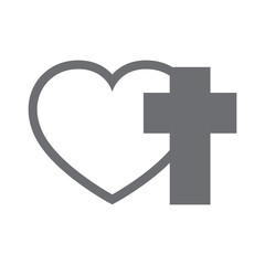 Fototapeta premium Heart and Christian cross. Vector illustration.