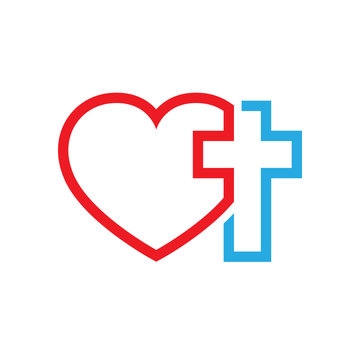 Heart and Christian cross. Vector illustration.
