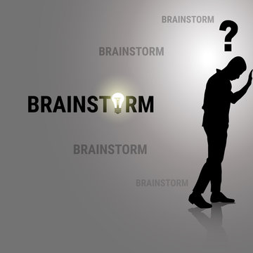 Silhouette Businessman Business Brainstorm New Idea Development Vector Illustration