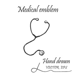 A microstethophone icon. This emblem is drawn with a pencil.