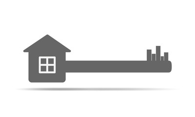 Real estate concept with house and key. Vector illustration