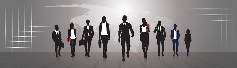 Silhouette Businesspeople Group Business Man And Woman Team Vector Illustration