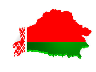 Belarus flag on the world map