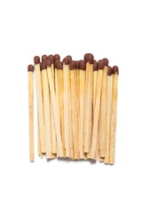 Matches isolated on white background. Closeup shot.