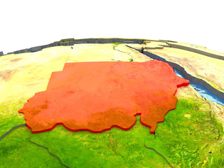 Sudan on Earth in red