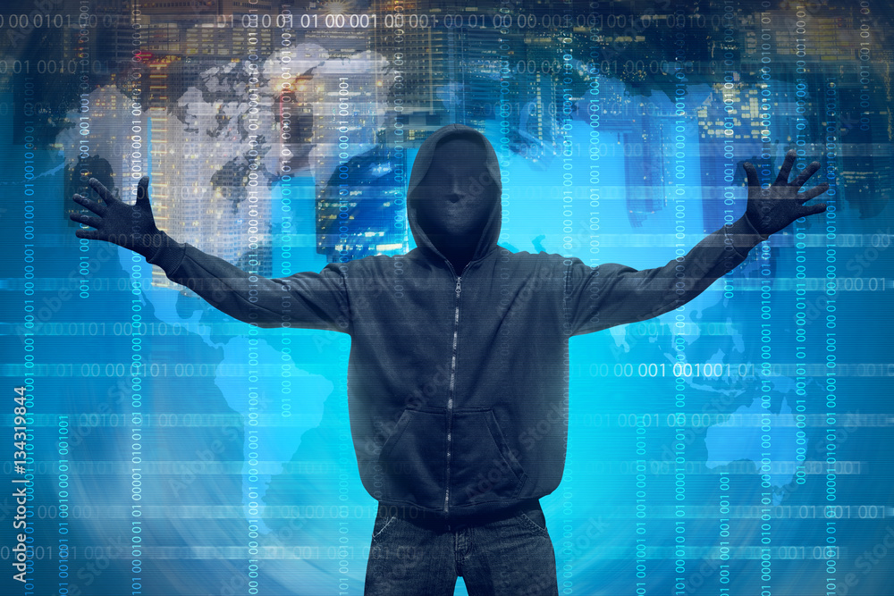 Aufkleber hooded hacker with anonymous mask